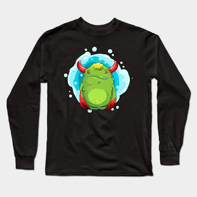 Cute Burly Friendly Monster Long Sleeve T-Shirt by PosterpartyCo